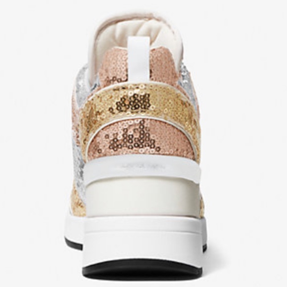 New Michael Kors Georgie Color-Block Sequined Canvas Trainer - Picture 2 of 4